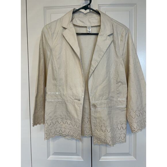 Vintage Old Navy Cream Cotton 1 Button Blazer/Jacket Women's Medium - Picture 1 of 14